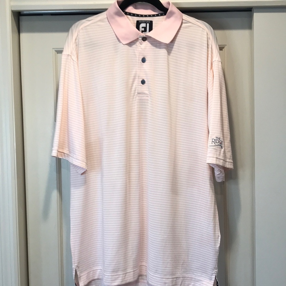 FootJoy pink/white lightweight polyester striped golf shirt